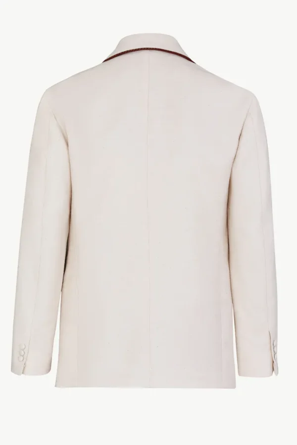 Giuliva Heritage Gaspare Blazer in Cotton Bouclé with Leather Piping< Blazers